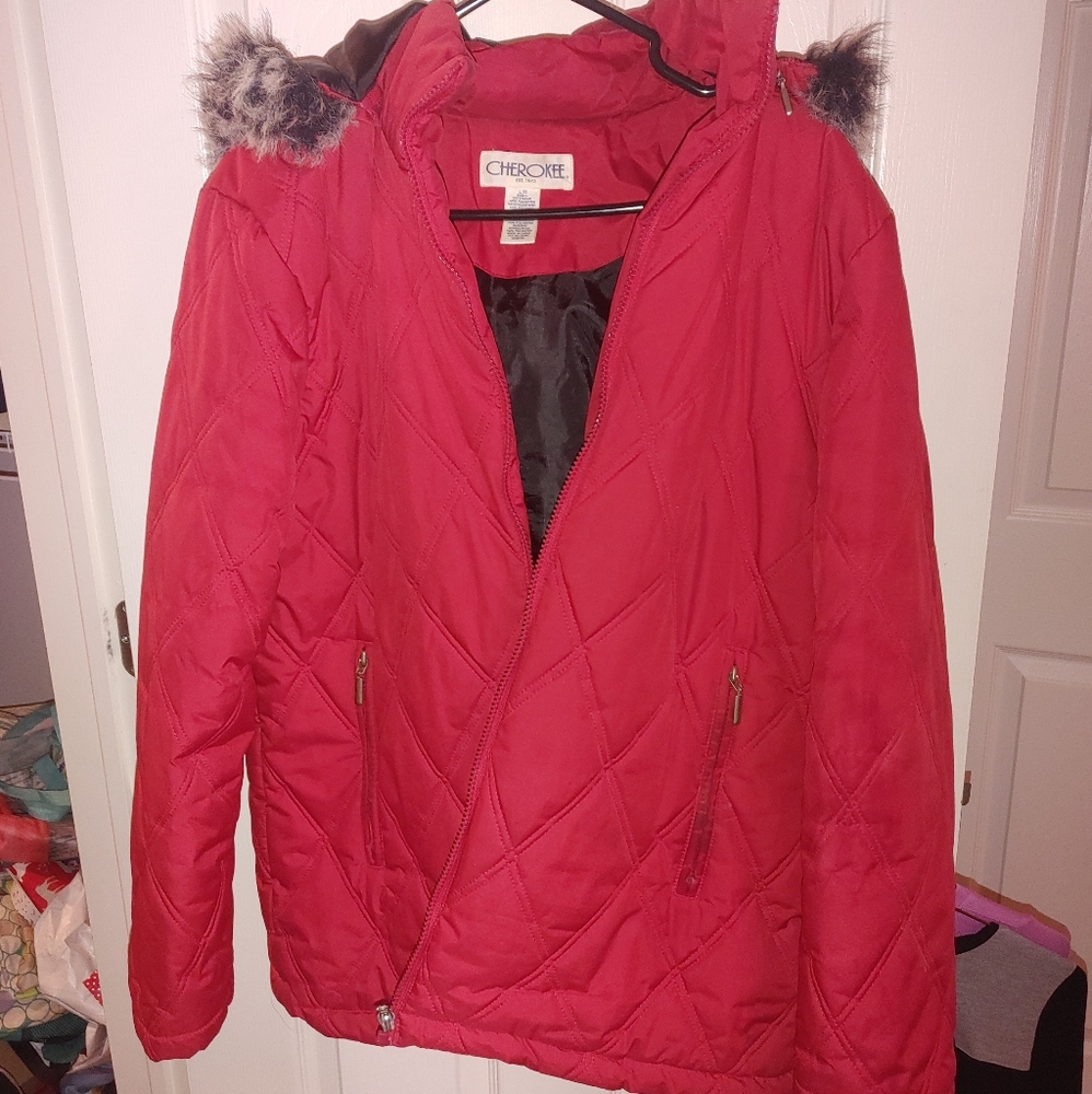 Cherokee size 12 XL winter parka coat color red